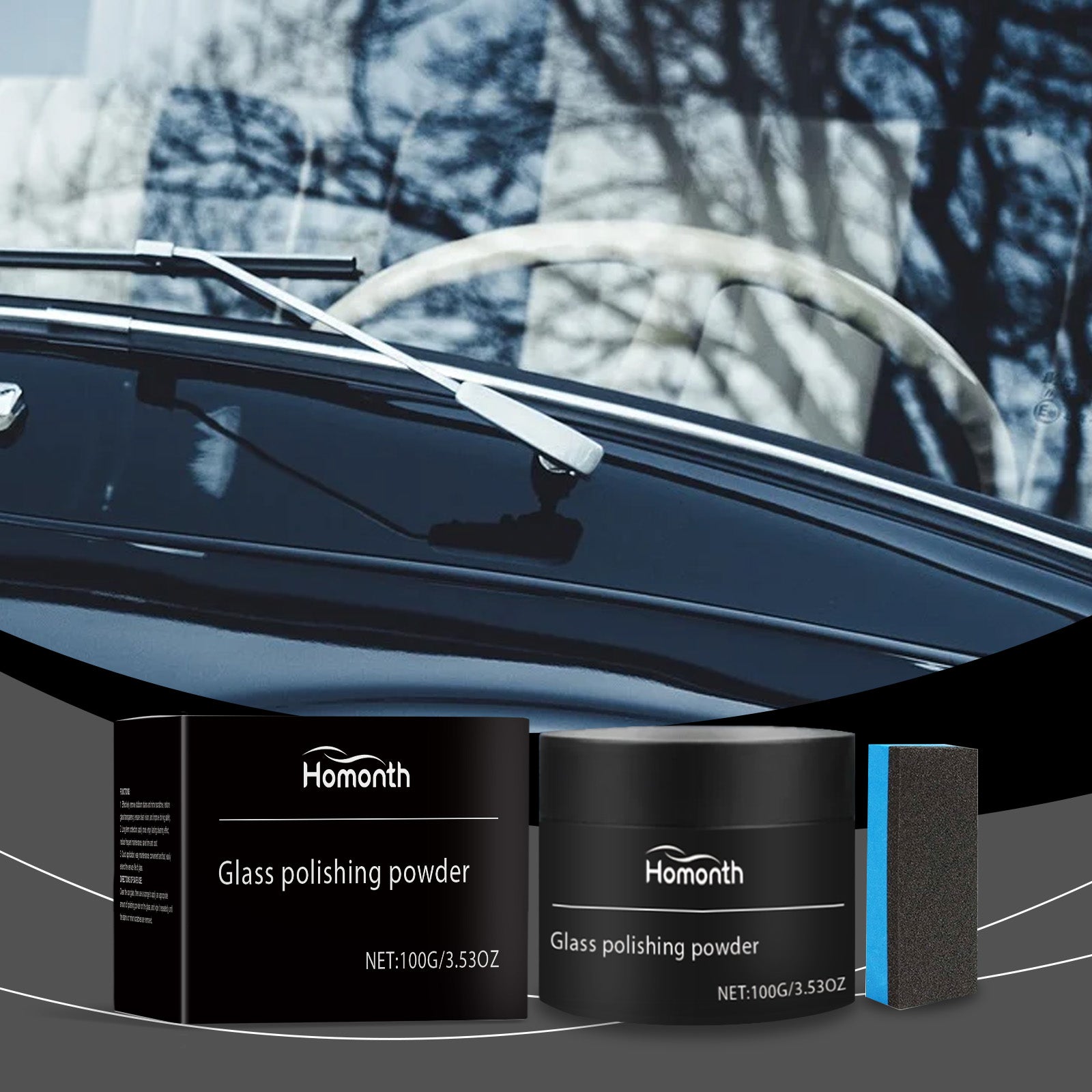 Car Glass Polish (Deconatmination+Waterproof Cleaning)